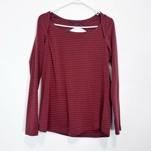 Lole Long Sleeve Workout Top Open Back Detail Red & Brown Size Medium